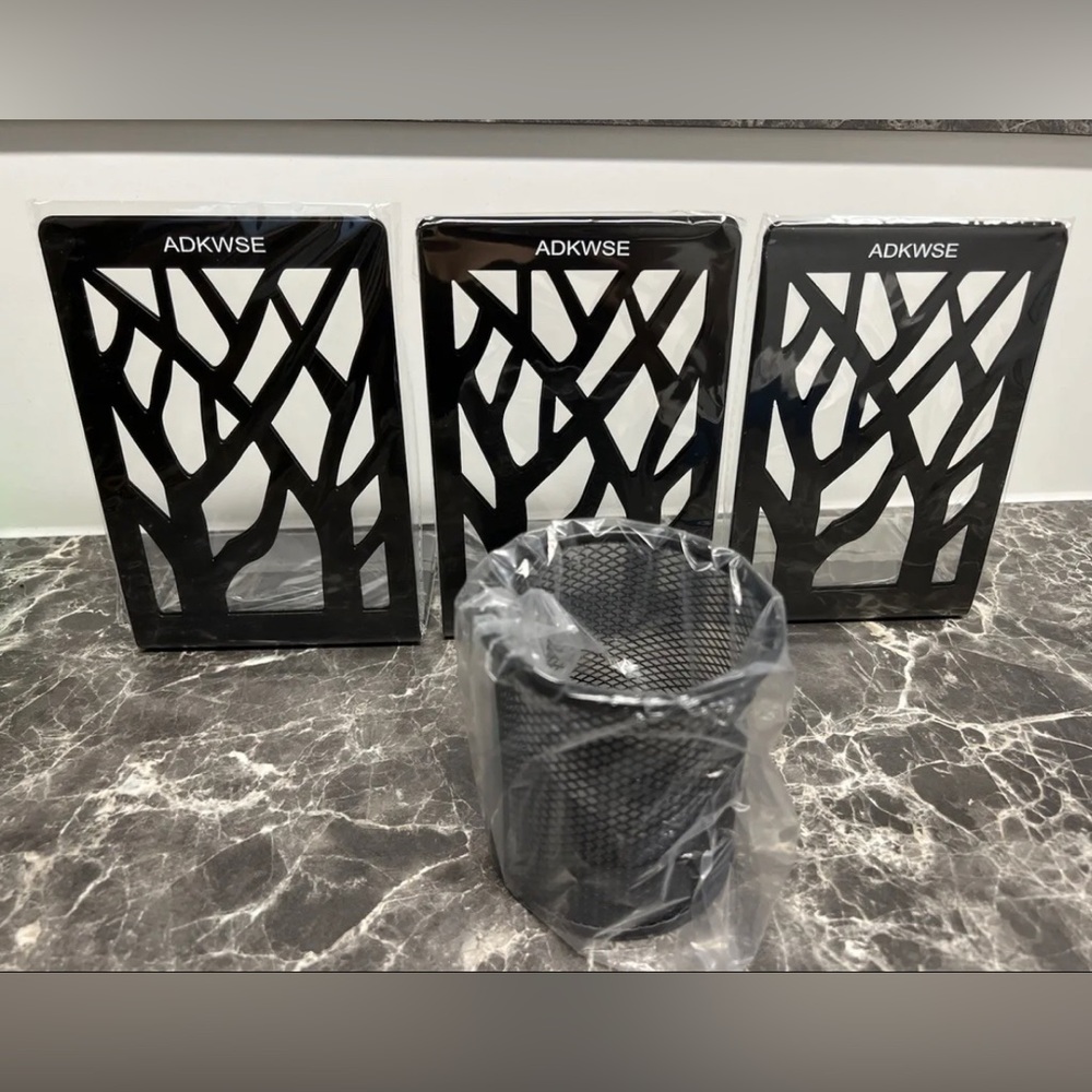 Adkwse Book Ends Tree Design Modern Bookends for Shelve and cup for pen